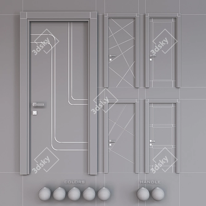 Italon Uno 5-Color Door Set 3D model image 3