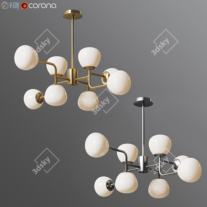Erich MOD221-PL-08-G Gold/Chrome Chandelier: Stylish Modern Lighting Solution 3D model image 1