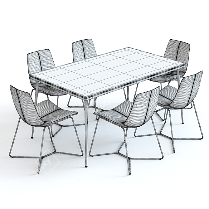 West Elm Paulson Table & Slope Chairs 3D model image 3