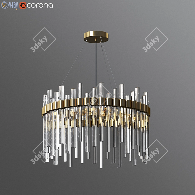 Elegant Orion Glass Crystal Chandelier 3D model image 1