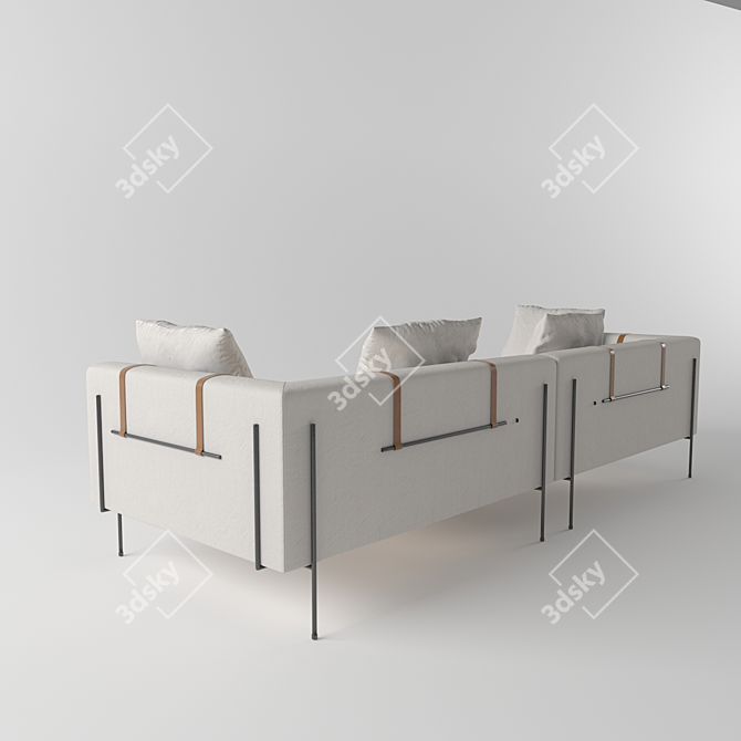 Industrial Steel Bronson Sofa 3D model image 2