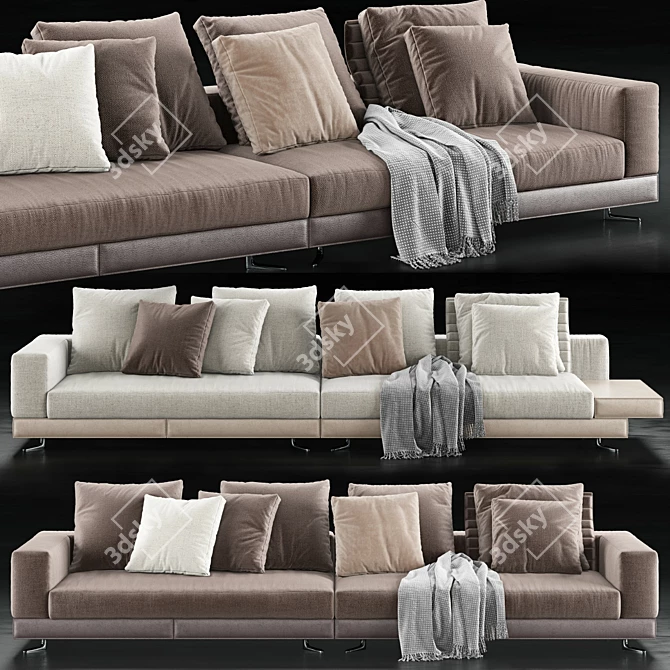Elegant Minotti Saddle-Hide Sofa 3D model image 1