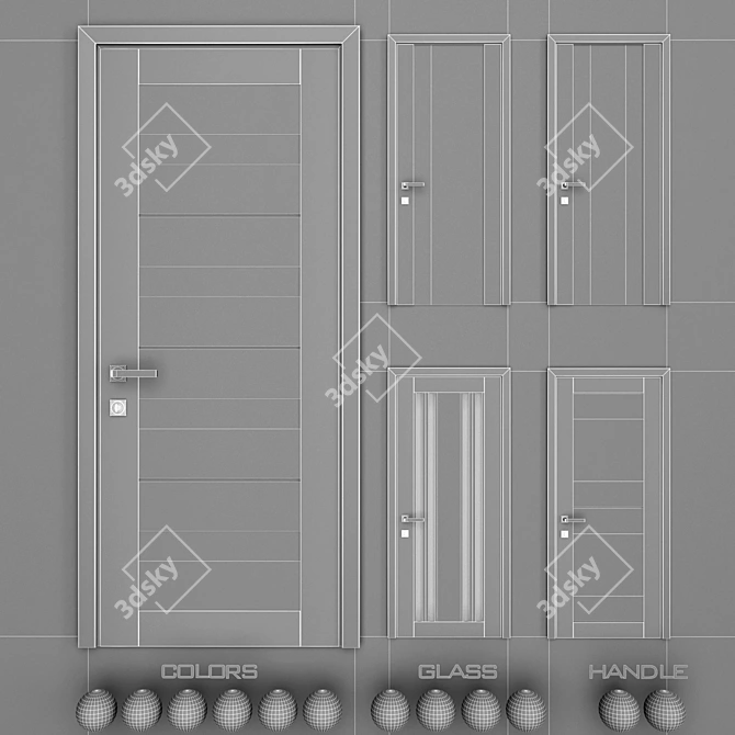 UNILACK U-Series Doors: 6 Colors, 4 Glass Options, 2 Handle Choices 3D model image 3