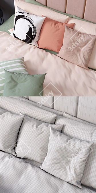 Luxury 3-Piece Bed Linen Set 3D model image 3