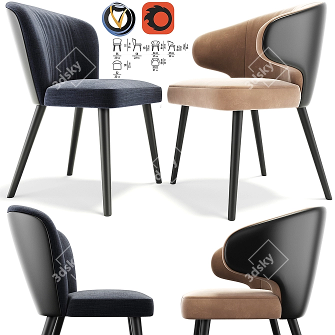 Modern Aston Chair - Sleek and Stylish 3D model image 1