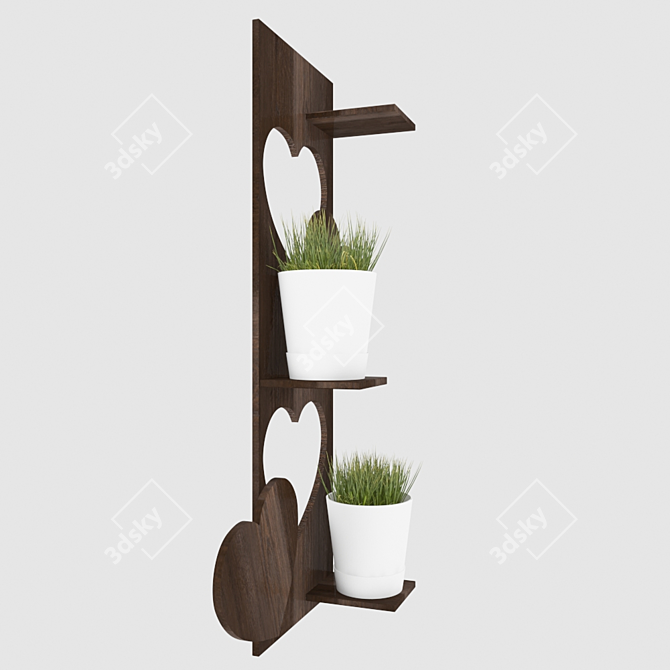 Floral Wood Display Shelf 3D model image 2