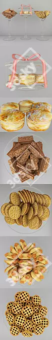 Assorted Gourmet Cookies: 5 Flavours 3D model image 2