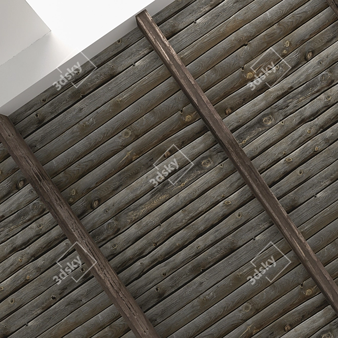 Rustic Wood Beam Ceiling 3D model image 2