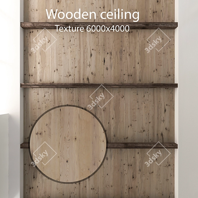 Rustic Wood Ceiling with Beams 3D model image 1