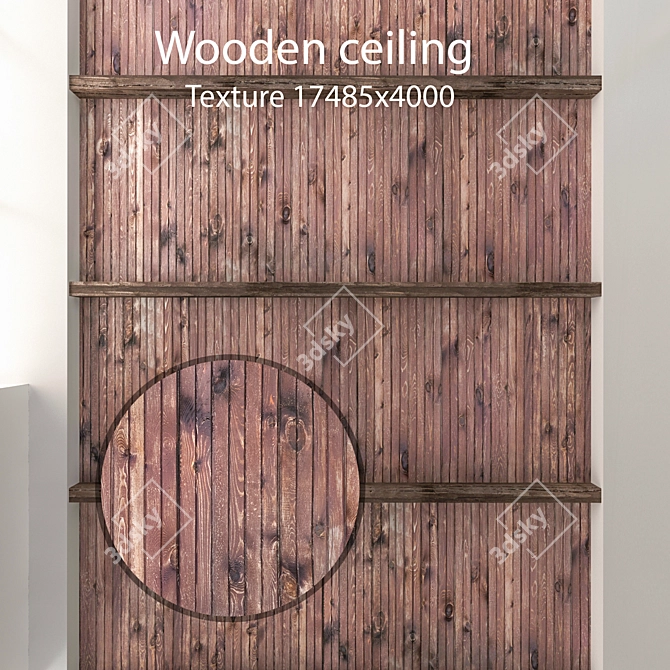 Wooden Ceiling Beams - 13ft Length 3D model image 1