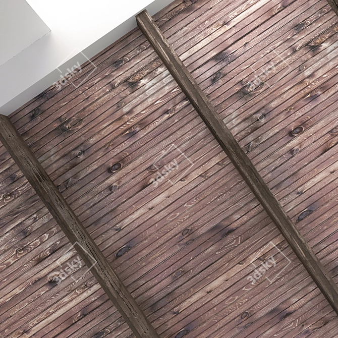 Wooden Ceiling Beams - 13ft Length 3D model image 2