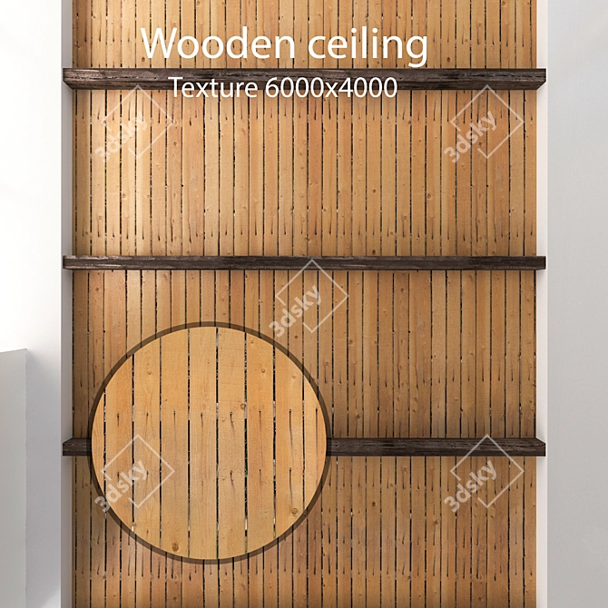 Wooden Ceiling Beams 17: 6500mm Length, 4K Texture Maps 3D model image 1