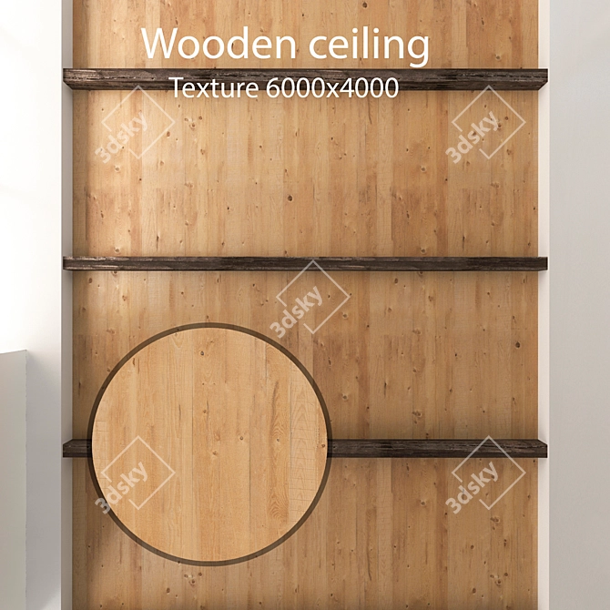 Wooden Ceiling Beams 18: 6500mm Length, 4K Texture 3D model image 1