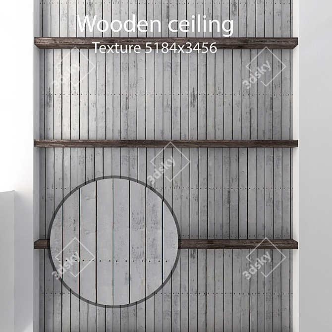 Wooden Ceiling Beams 19 - 4K Textured 3D model image 1