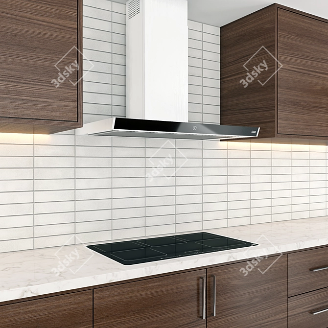 Modern Wooden Kitchen: Elegant and Functional 3D model image 2