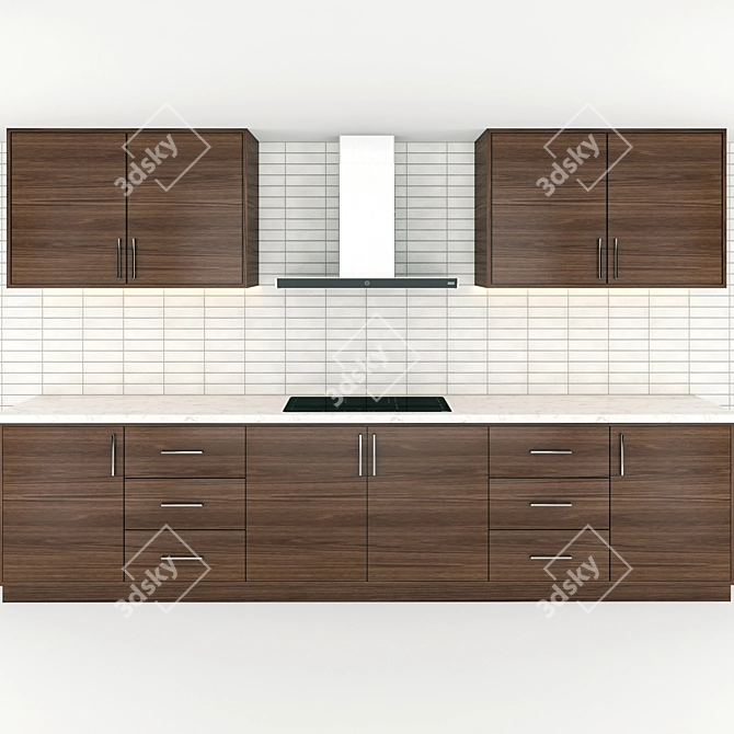 Modern Wooden Kitchen: Elegant and Functional 3D model image 3