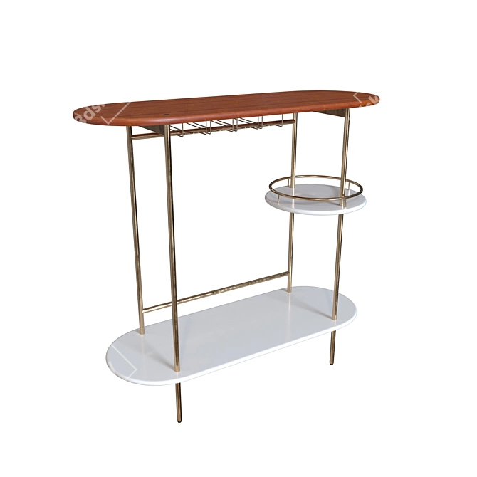 Elegant Tiered Bar Console 3D model image 1