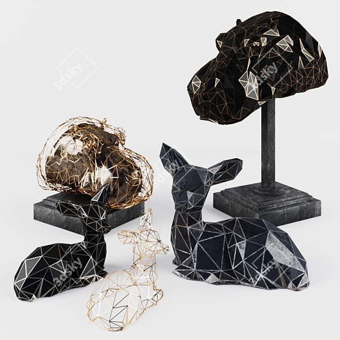 Elegant Wildlife Decor Set 3D model image 1