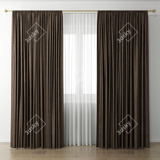 Elegant Window Drapes 3D model image 1