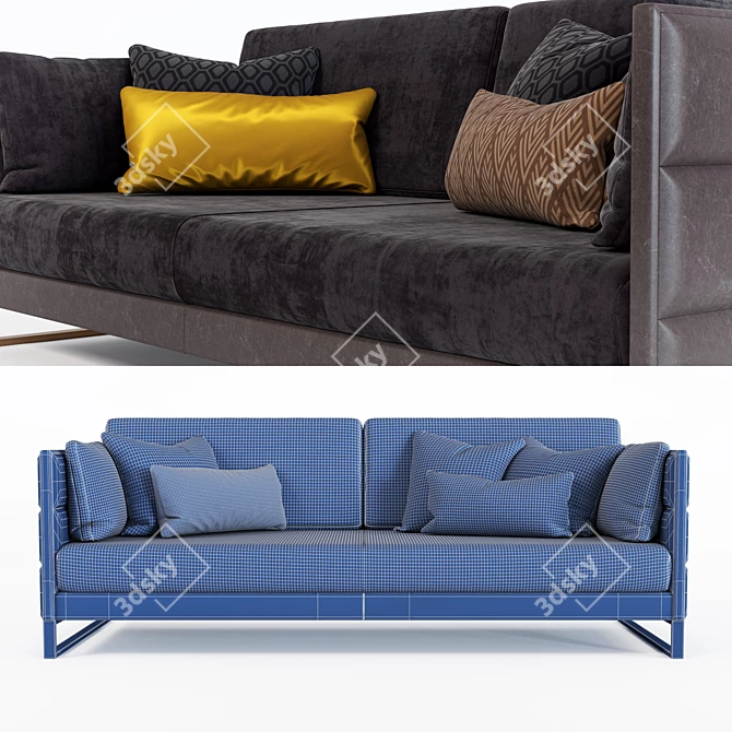 Contemporary Comfort: Smania Caesar Sofa 3D model image 2