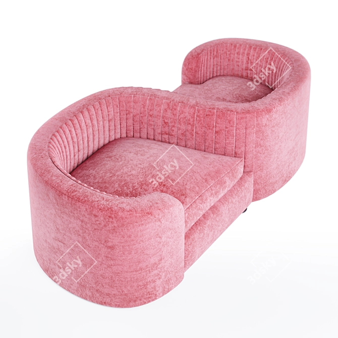 Forest Velvet Daybed: Clio Tête-à-Tête 3D model image 2