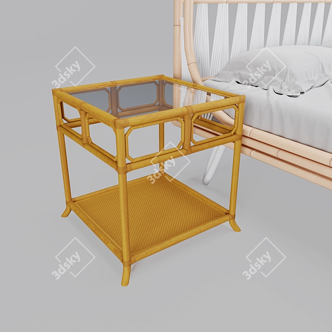 Luxury Ara Bed & Regeant Side Table 3D model image 3