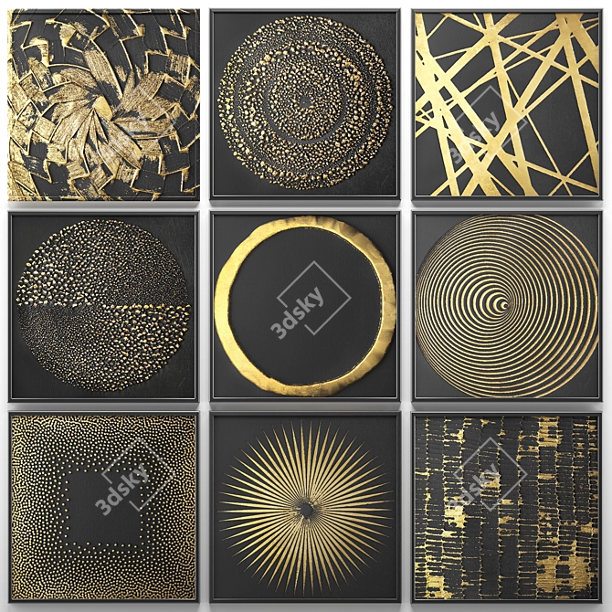 Golden Art Collection: Luxury Wall Decor 3D model image 1