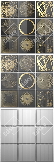 Golden Art Collection: Luxury Wall Decor 3D model image 3