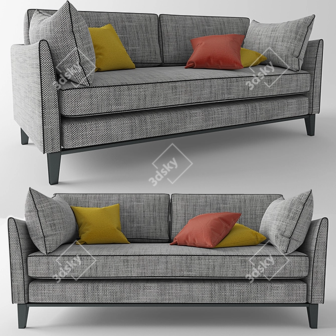 Modern Jet Grey Keston Sofa 3D model image 1
