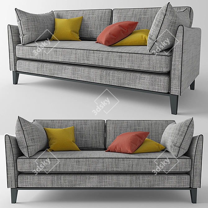 Modern Jet Grey Keston Sofa 3D model image 2