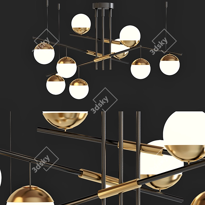 Elegant Metal & Glass Chandelier 3D model image 1