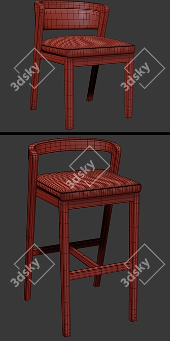 Elegant Venus Bar Stool & Dining Chair 3D model image 2