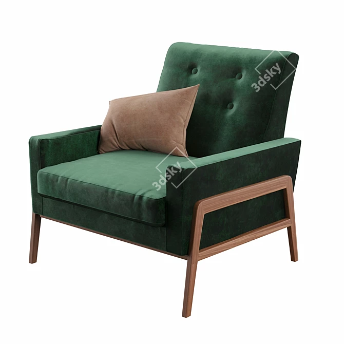 Nord- Balsam Green Velvet Chair 3D model image 1