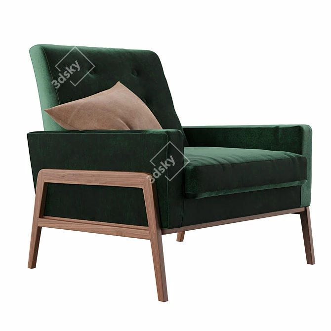 Nord- Balsam Green Velvet Chair 3D model image 2