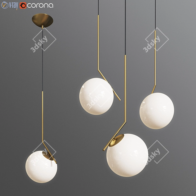 Modern Brass Pendant Lights by Michael Anastassiades 3D model image 1