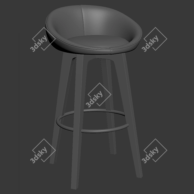 Elegant Bloom Bar Stool Set with Wood and Metal Legs 3D model image 2