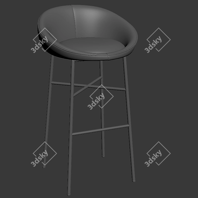 Elegant Bloom Bar Stool Set with Wood and Metal Legs 3D model image 3