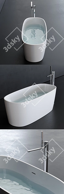 Elegant Oval Loop Bathtub - A Luxurious Addition 3D model image 2