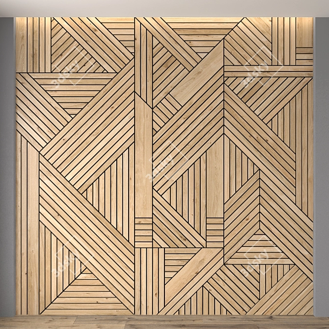 Sleek Wooden Wall Panel 3D model image 2