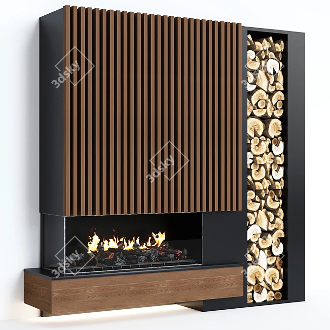 Sleek Fire Element: Modern Fireplace 3D model image 1