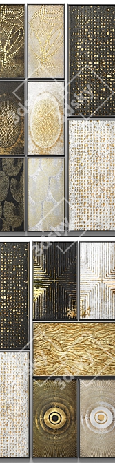 Gold Luxe Wall Art Collection 3D model image 2