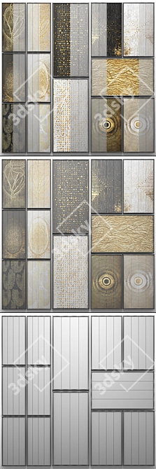 Gold Luxe Wall Art Collection 3D model image 3