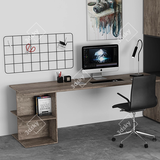 Sleek Office Set: iMac, Ferrara Chair, Lucenera Lamp 3D model image 3