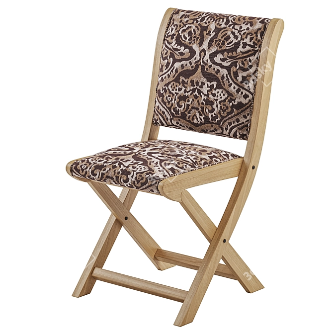 Sophisticated Embroidered Folding Chair 3D model image 1