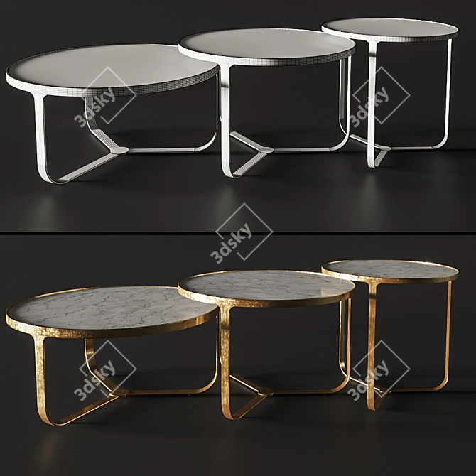 Luxury Golden Dining Table 3D model image 2