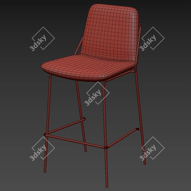 Modern Upholstered Sling Bar Stool 3D model image 3