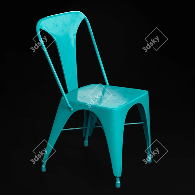 Turquoise Metal Chair MALIBU 3D model image 1