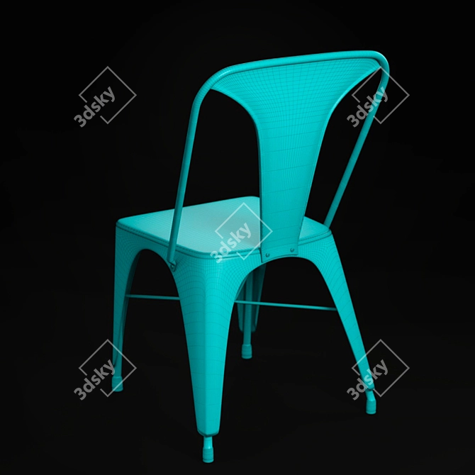 Turquoise Metal Chair MALIBU 3D model image 3