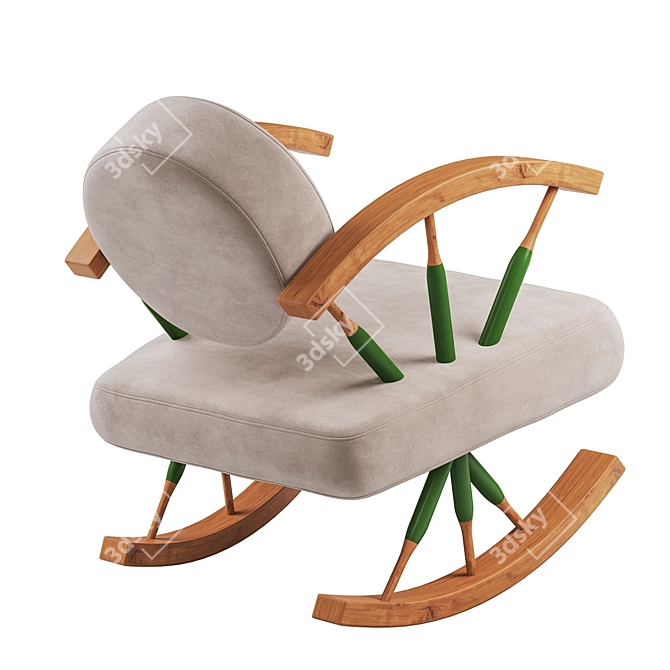 MUJU Hizz Rocking Chair - Bold Geometric Design 3D model image 2