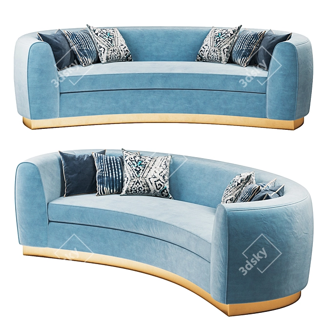Elegant St. Germain Velvet Sofa 3D model image 1